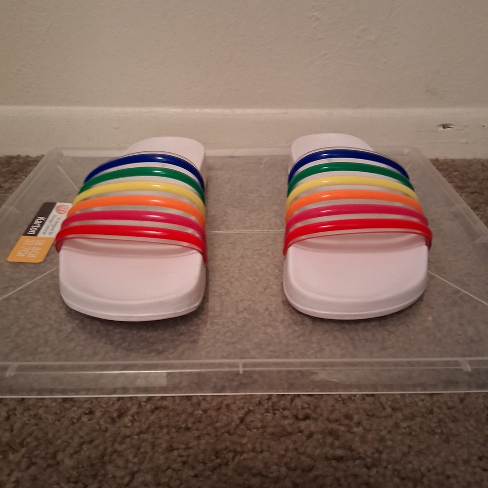 Tommy Hilfiger Women's Multicolor Stripe Slides - Picture 2 of 5